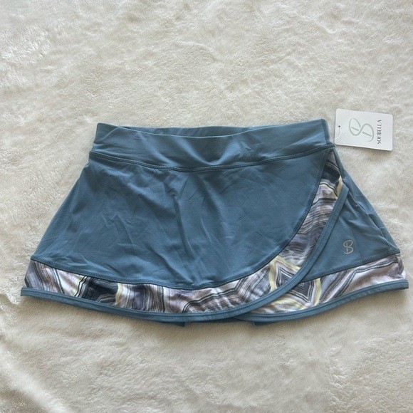 Sorella Active Skort Blue with Abstract Trim Women’s Tennis/Golf/Workout Skirt - Picture 1 of 7